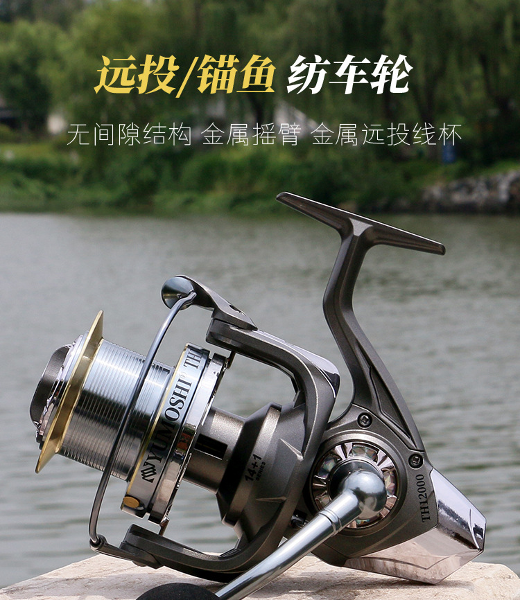 Ice Fishing Line - รอกตกปลาแบบสปินนิ่งรุ่น Th Series สำหรับการตกปลาระยะไกล พร้อมแขนหมุนโลหะไร้ช่องว่าง เหมาะสำหรับน้ำเค็มและน้ำจืด